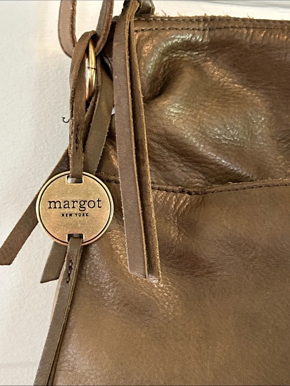 margot Olive Brown Leather Satchel Crossbody